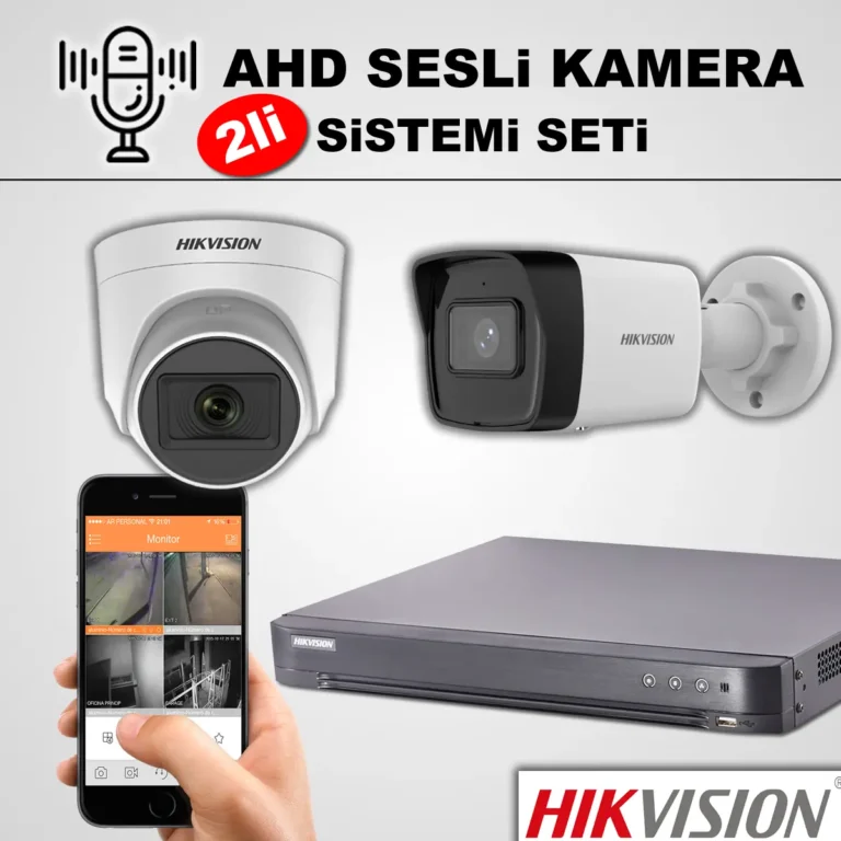 Hikvision 2'li Kameralı AHD Sesli Kamera Sistemi 2li Sesli Kamera Sistemi