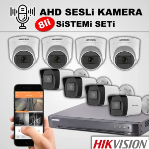 Hikvision Marka 8li Sesli Kamera Sistemi
