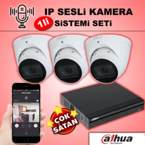 Dahua IP Sesli 3lü Kamera Seti