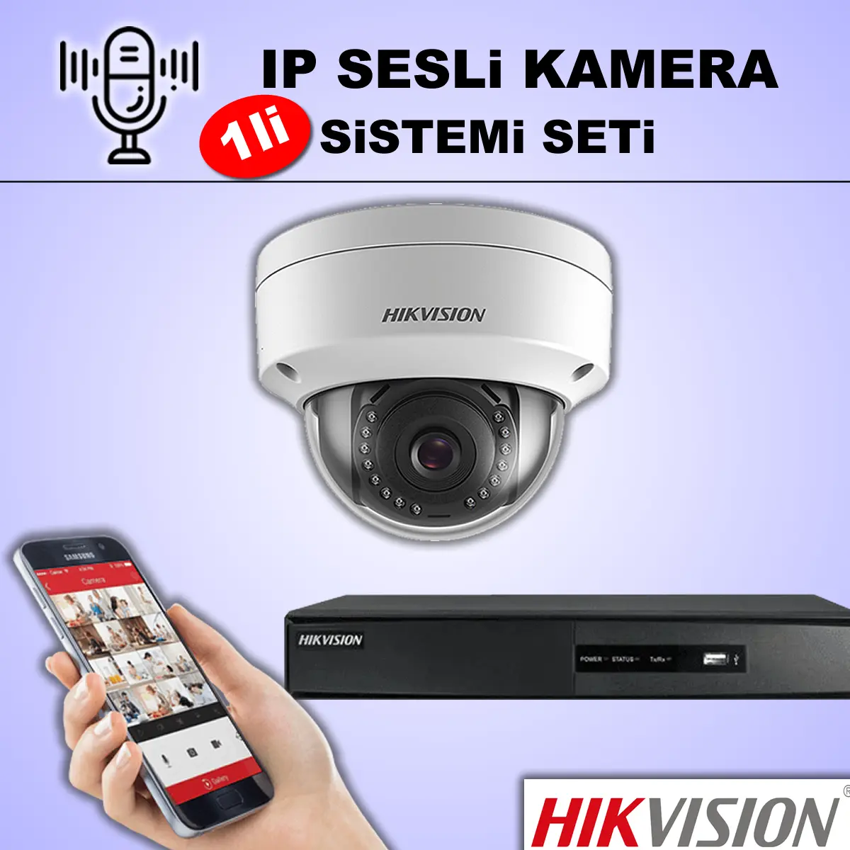 Hikvision IP Sesli 1 Kameralı Set