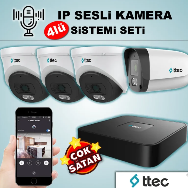 TTEC 4’lü Sesli IP Kamera Sistemi TTEC 4'lü IP Kamera Sistemi